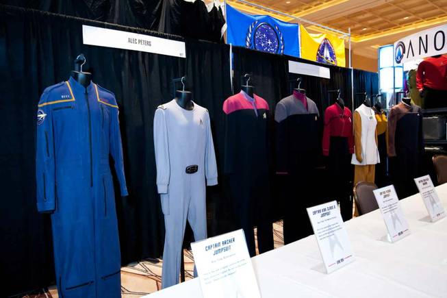 Original costumes worn by actors in the Star Trek series are on display at the Official Star Trek Convention at the Rio in Las Vegas on Saturday, Aug. 10, 2013.